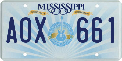 MS license plate AOX661