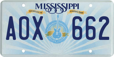 MS license plate AOX662