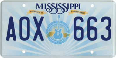 MS license plate AOX663