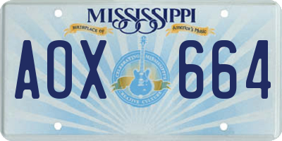 MS license plate AOX664