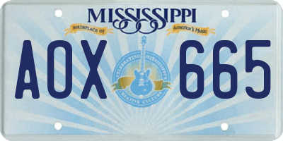 MS license plate AOX665