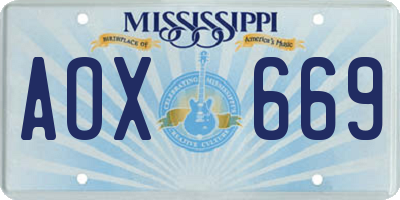 MS license plate AOX669