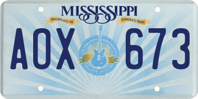 MS license plate AOX673