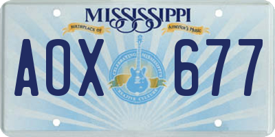 MS license plate AOX677