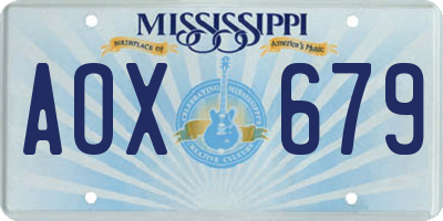 MS license plate AOX679