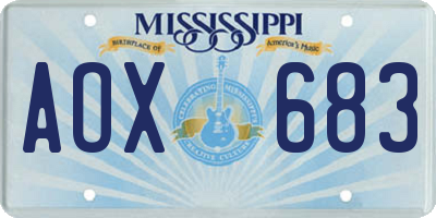 MS license plate AOX683
