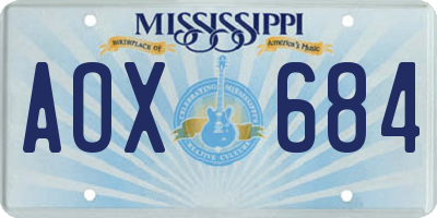 MS license plate AOX684