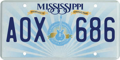 MS license plate AOX686