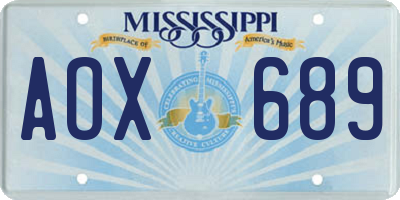 MS license plate AOX689