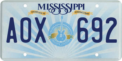 MS license plate AOX692