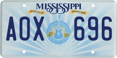 MS license plate AOX696