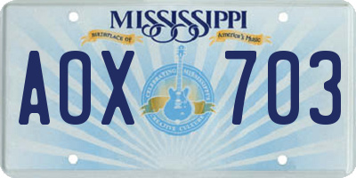 MS license plate AOX703