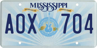 MS license plate AOX704
