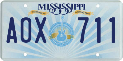 MS license plate AOX711