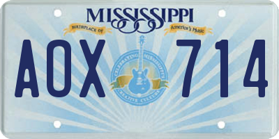 MS license plate AOX714