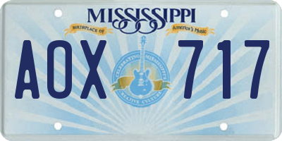 MS license plate AOX717