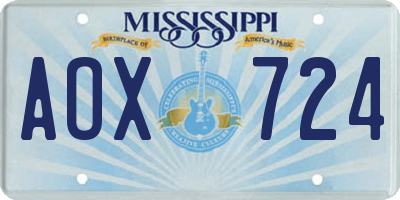 MS license plate AOX724