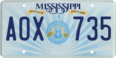 MS license plate AOX735