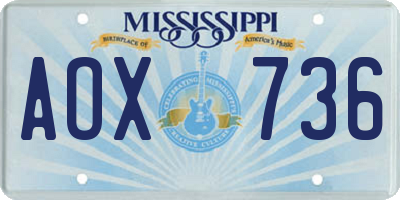 MS license plate AOX736