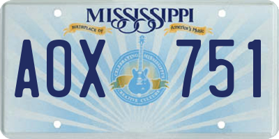 MS license plate AOX751