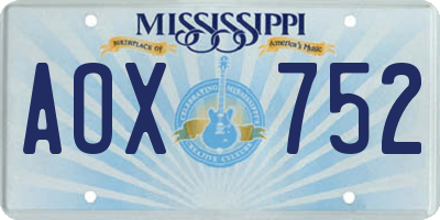 MS license plate AOX752