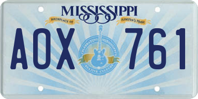 MS license plate AOX761
