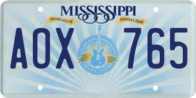 MS license plate AOX765