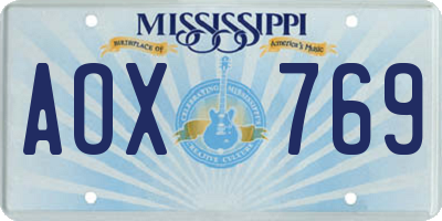 MS license plate AOX769