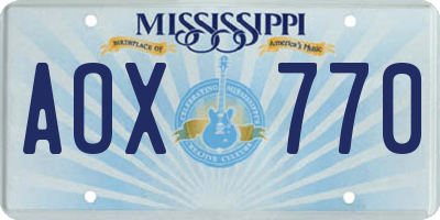 MS license plate AOX770