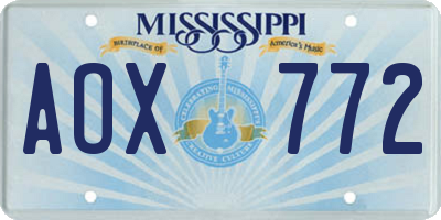 MS license plate AOX772