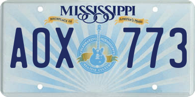 MS license plate AOX773