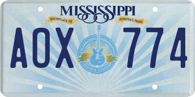 MS license plate AOX774