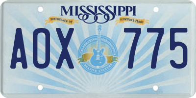 MS license plate AOX775