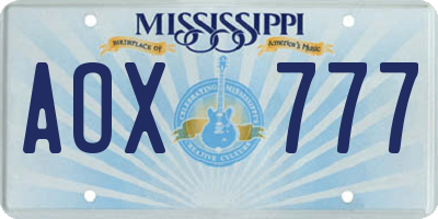 MS license plate AOX777
