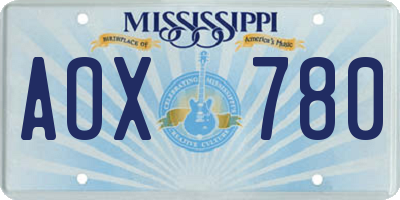 MS license plate AOX780
