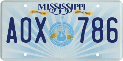 MS license plate AOX786