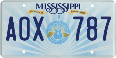 MS license plate AOX787