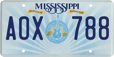 MS license plate AOX788