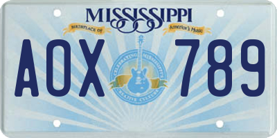 MS license plate AOX789