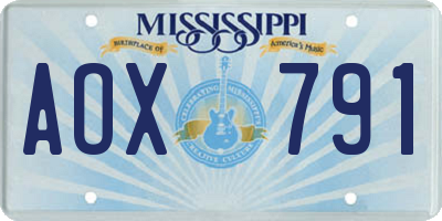 MS license plate AOX791