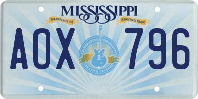 MS license plate AOX796
