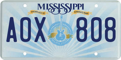 MS license plate AOX808