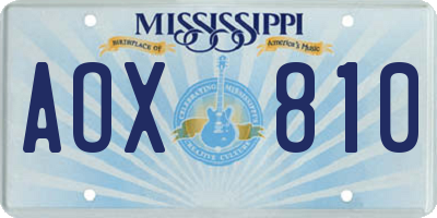 MS license plate AOX810