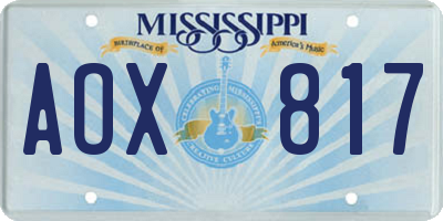 MS license plate AOX817