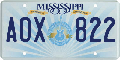 MS license plate AOX822