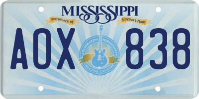 MS license plate AOX838
