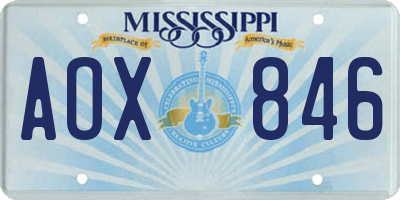 MS license plate AOX846