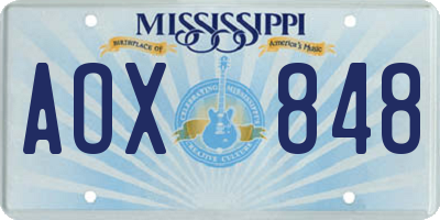 MS license plate AOX848