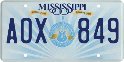 MS license plate AOX849