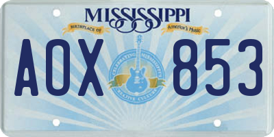 MS license plate AOX853